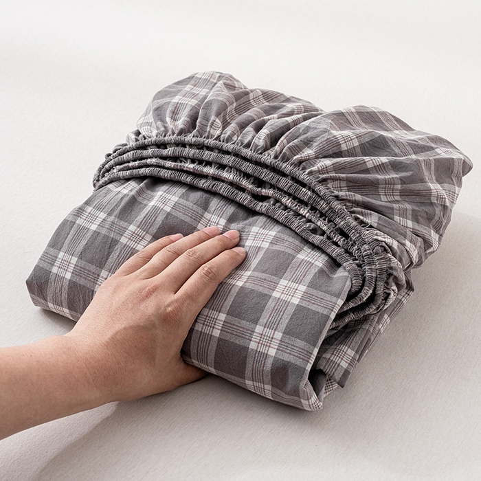 吉象家纺 2025新款全棉色织水洗棉床笠三件套 青春告白灰