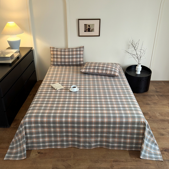 91家纺网 家纺一手货源 找家纺 吉象家纺 2025新款全棉色织水洗棉床单三件套 乔纳森