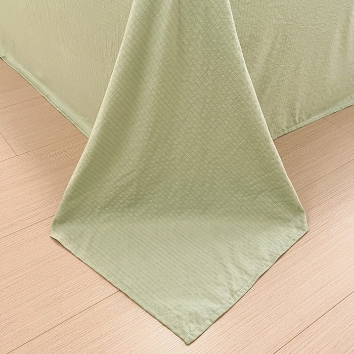 91家纺网 家纺一手货源 找家纺 海岛哥哥 2025新款高克重木棉提花双层纱四件套-风格二 恬趣-绿