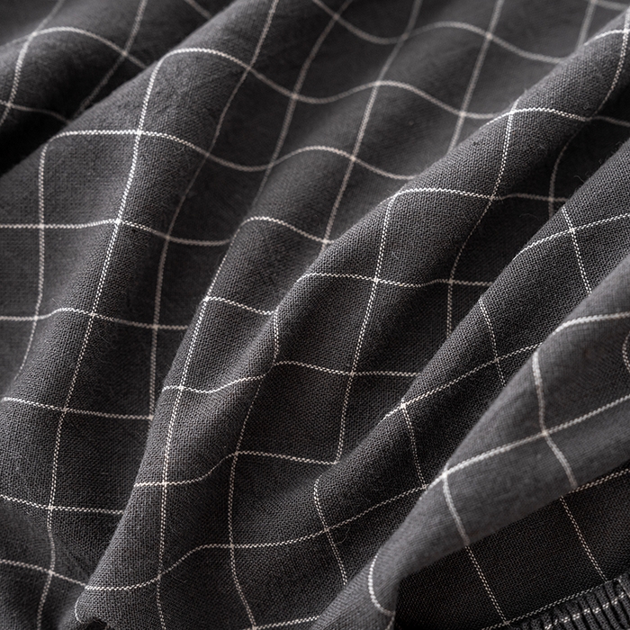 91家纺网 家纺一手货源 找家纺 吉象家纺 2025新款全棉色织水洗棉床笠三件套 苏米深灰