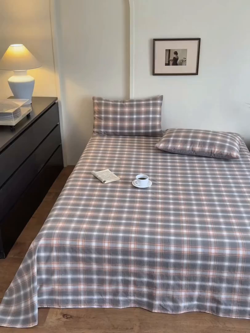 91家纺网 家纺一手货源 找家纺 吉象家纺 2025新款全棉色织水洗棉床单三件套 乔纳森