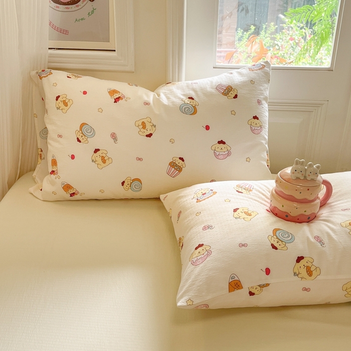 91家纺网 家纺一手货源 找家纺 海岛哥哥 2025新款高克重木棉提花双层纱四件套-风格二 甜甜布丁