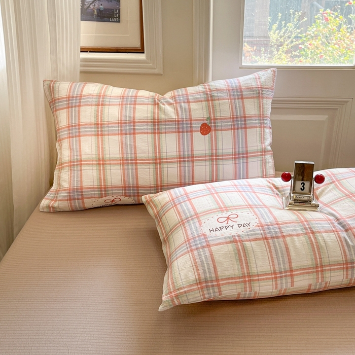 91家纺网 家纺一手货源 找家纺 海岛哥哥 2025新款高克重木棉提花双层纱四件套-风格二 甜甜樱桃