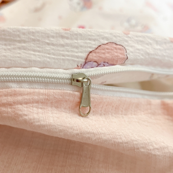 91家纺网 家纺一手货源 找家纺 海岛哥哥 2025新款高克重木棉提花双层纱四件套-风格二 顽皮乐乐