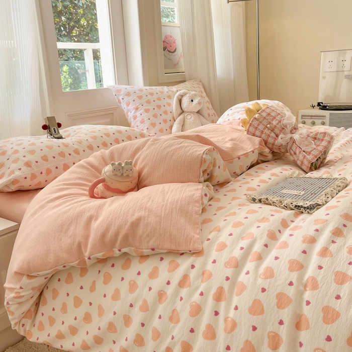 91家纺网 家纺一手货源 找家纺 海岛哥哥 2025新款高克重木棉提花双层纱四件套-风格二 午后红茶