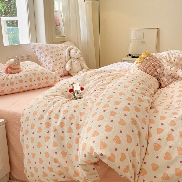 91家纺网 家纺一手货源 找家纺 海岛哥哥 2025新款高克重木棉提花双层纱四件套-风格二 午后红茶