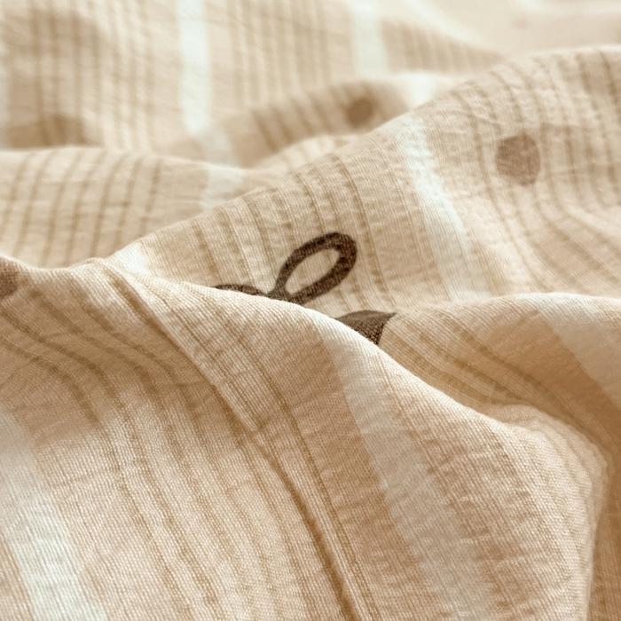 91家纺网 家纺一手货源 找家纺 海岛哥哥 2025新款高克重木棉提花双层纱四件套-风格二 樱桃点点