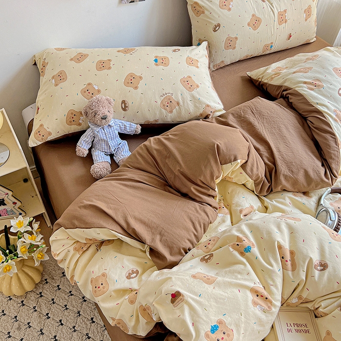 91家纺网 家纺一手货源 找家纺 （总）沐芷 2025 水洗棉印花四件套卡通简约床单三件套宿舍 【提供买家秀】