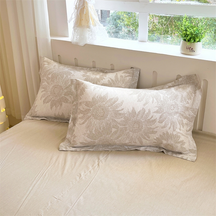 大吉 2025新款亲肤舒适全棉纯棉喷气小清新印花系列单枕套枕套单件单品枕套 复古向日葵