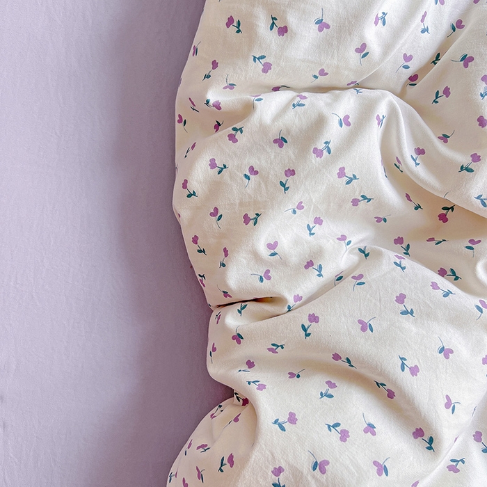 91家纺网 家纺一手货源 找家纺 沐芷 2025 A类水洗棉印花四件套卡通简约床单三件套宿舍 【提供买家秀】 紫韵