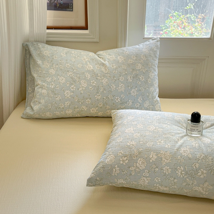 91家纺网 家纺一手货源 找家纺 港岛妹妹 2025新款高克重提花双层纱四件套-风格一 茶花