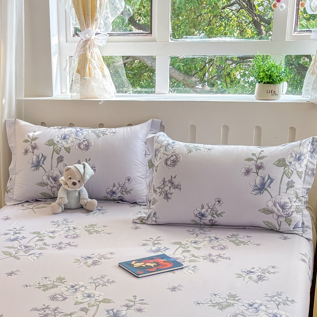 大吉 2025新款亲肤舒适全棉纯棉喷气小清新印花系列单枕套枕套单件单品枕套 紫韵