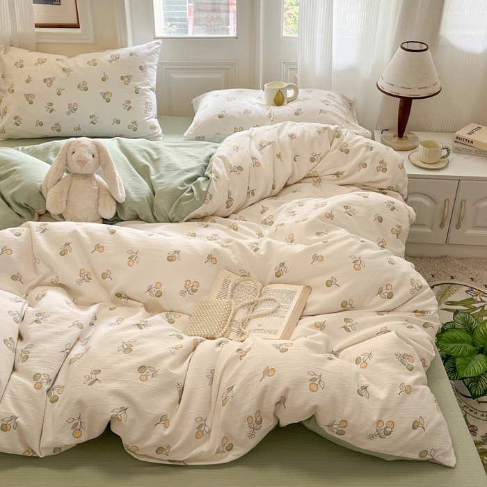 91家纺网 家纺一手货源 找家纺 港岛妹妹 2025新款高克重提花双层纱四件套-风格一 果实