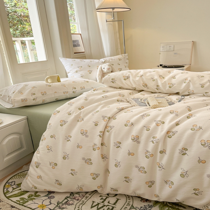 91家纺网 家纺一手货源 找家纺 港岛妹妹 2025新款高克重提花双层纱四件套-风格一 果实