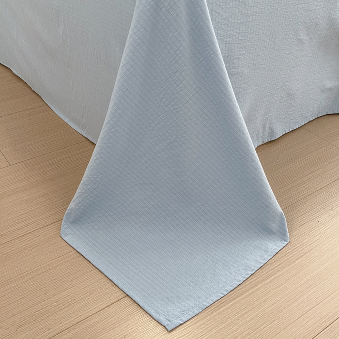 91家纺网 家纺一手货源 找家纺 港岛妹妹 2025新款高克重提花双层纱四件套-风格一 花开半夏-蓝