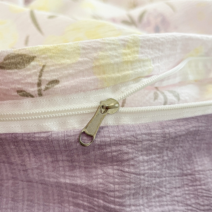 91家纺网 家纺一手货源 找家纺 港岛妹妹 2025新款高克重提花双层纱四件套-风格一 花开半夏紫