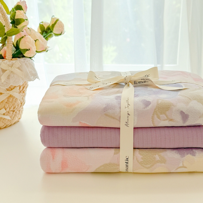 91家纺网 家纺一手货源 找家纺 港岛妹妹 2025新款高克重提花双层纱四件套-风格一 花露凝香