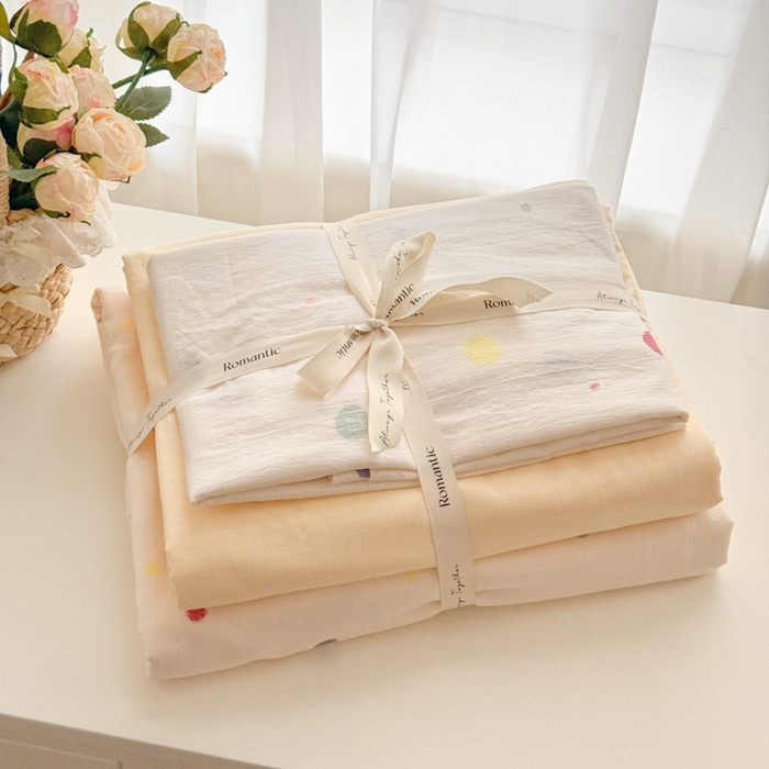 港岛妹妹 2025新款高克重提花双层纱四件套-风格一 幻彩波点