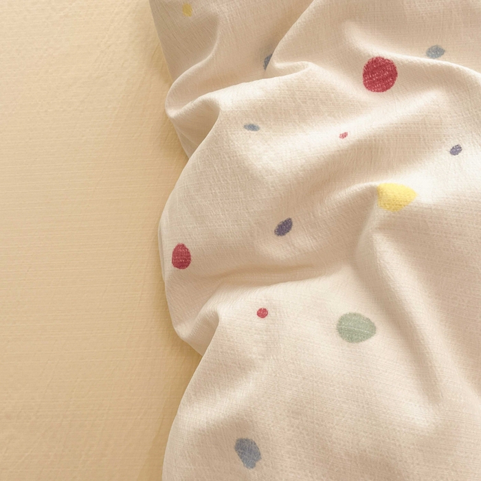 91家纺网 家纺一手货源 找家纺 港岛妹妹 2025新款高克重提花双层纱四件套-风格一 幻彩波点