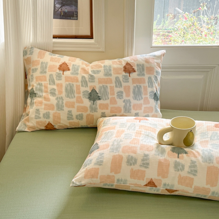 91家纺网 家纺一手货源 找家纺 港岛妹妹 2025新款高克重提花双层纱四件套-风格一 简絮