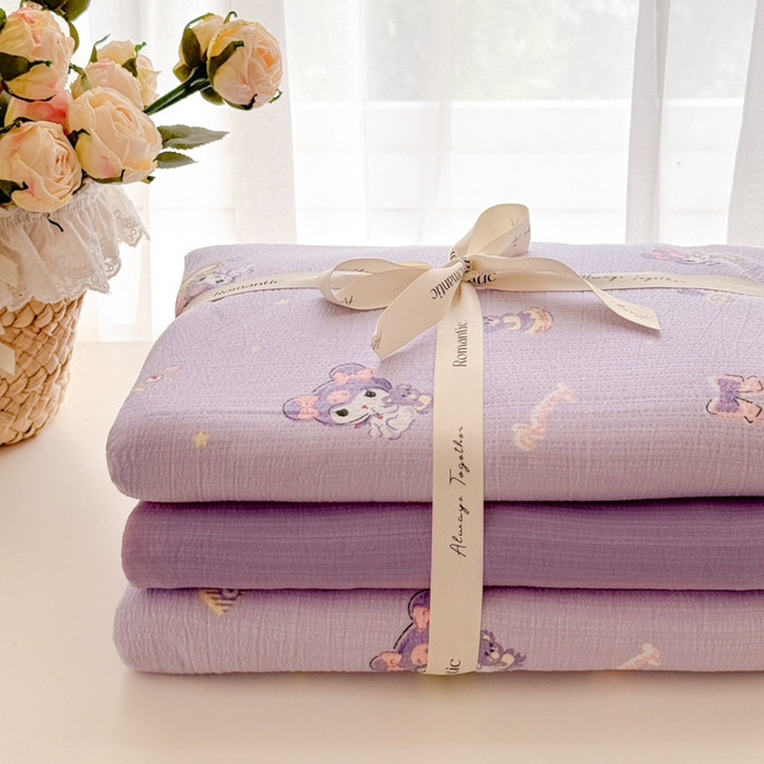 91家纺网 家纺一手货源 找家纺 港岛妹妹 2025新款高克重提花双层纱四件套-风格一 洛米礼物盒