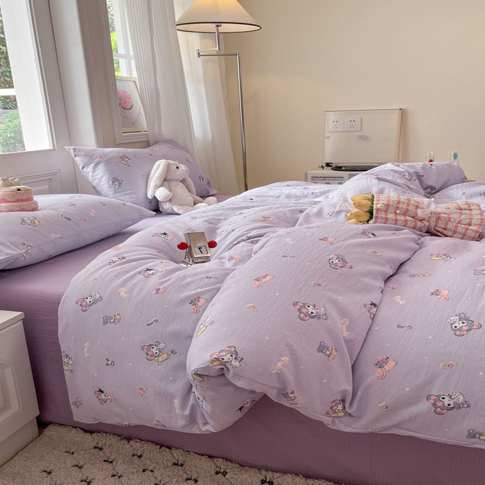 91家纺网 家纺一手货源 找家纺 港岛妹妹 2025新款高克重提花双层纱四件套-风格一 洛米礼物盒