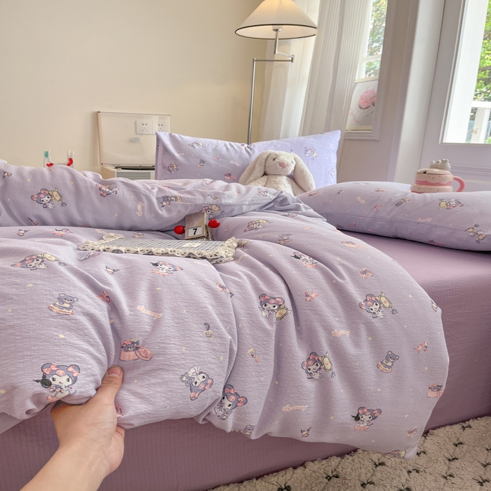 91家纺网 家纺一手货源 找家纺 港岛妹妹 2025新款高克重提花双层纱四件套-风格一 洛米礼物盒