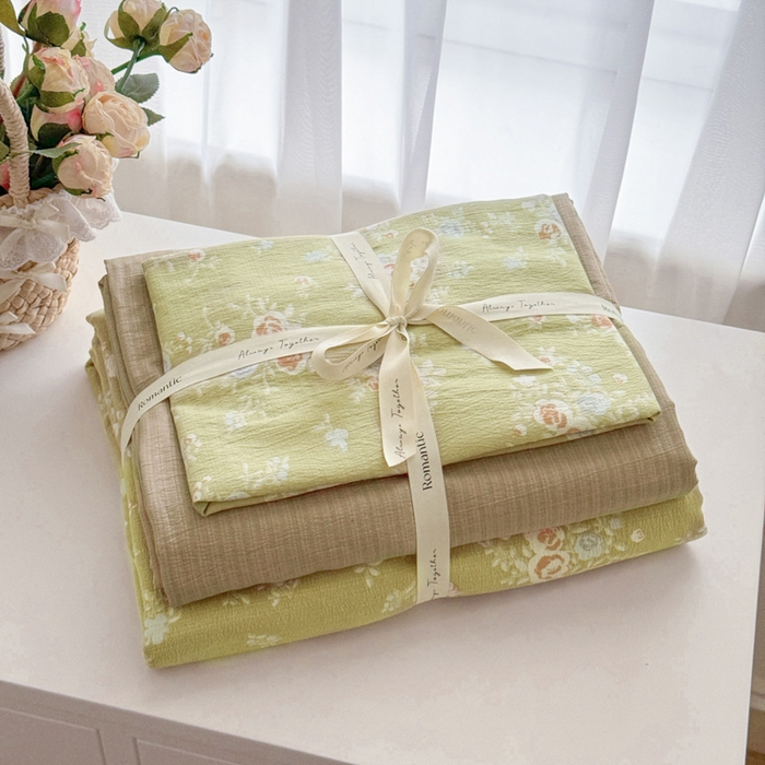 港岛妹妹 2025新款高克重提花双层纱四件套-风格一 漫漫春色