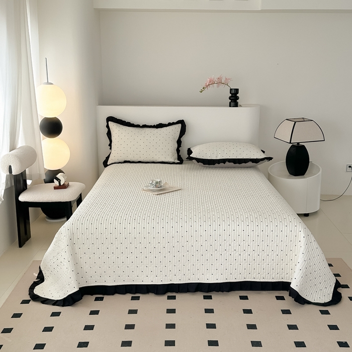 91家纺网 家纺一手货源 找家纺 同田家纺 2025新款A类水洗棉床盖夏被空调被四件套 波点