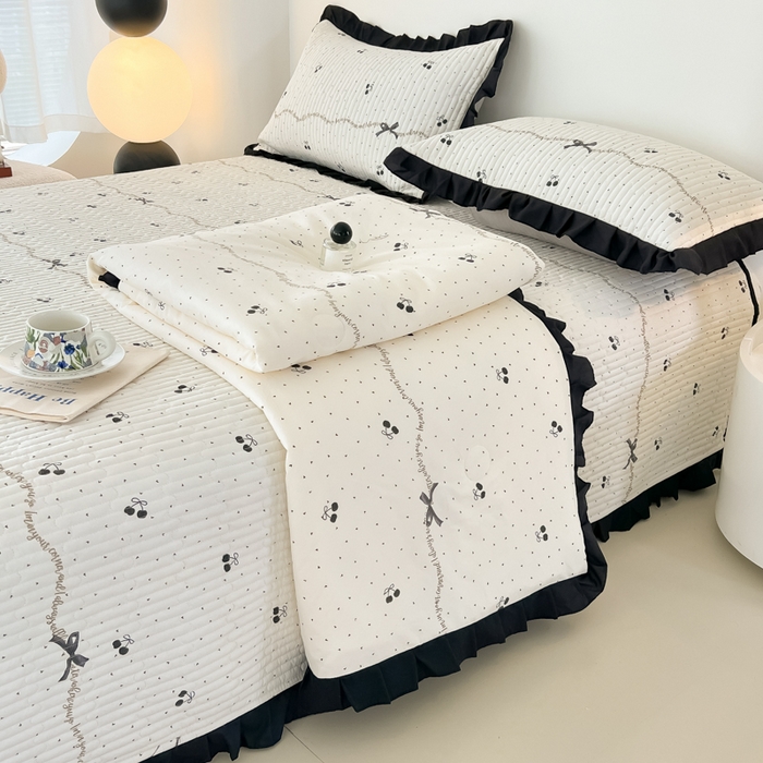 91家纺网 家纺一手货源 找家纺 同田家纺 2025新款A类水洗棉床盖夏被空调被四件套 车厘子