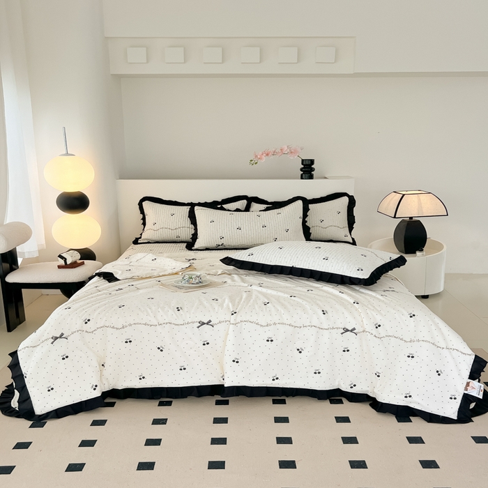 91家纺网 家纺一手货源 找家纺 同田家纺 2025新款A类水洗棉床盖夏被空调被四件套 车厘子