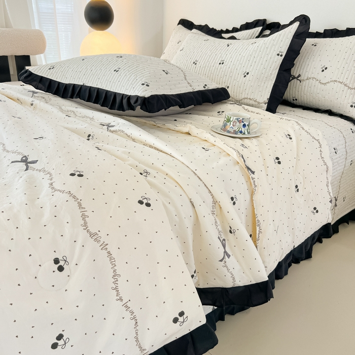 91家纺网 家纺一手货源 找家纺 同田家纺 2025新款A类水洗棉床盖夏被空调被四件套 车厘子