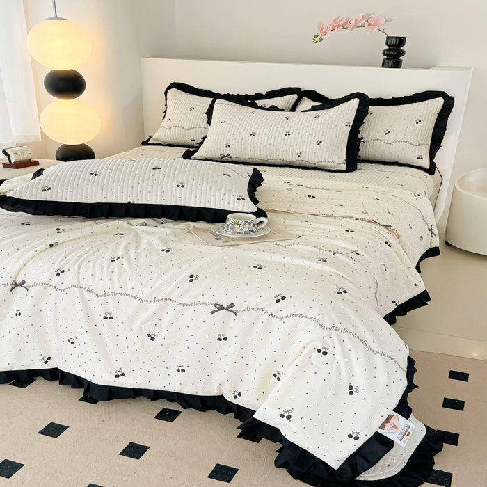 91家纺网 家纺一手货源 找家纺 同田家纺 2025新款A类水洗棉床盖夏被空调被四件套 车厘子