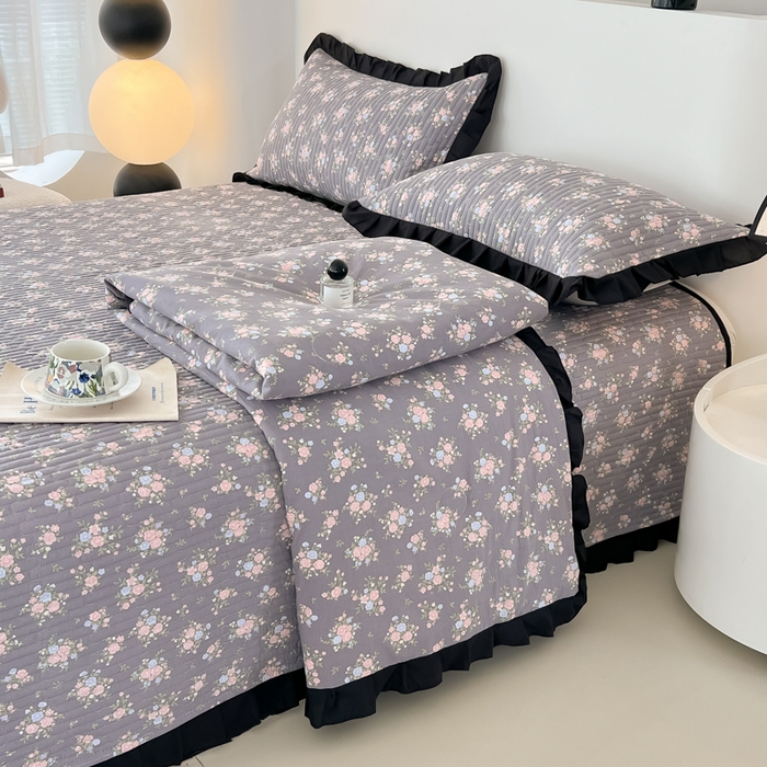 91家纺网 家纺一手货源 找家纺 同田家纺 2025新款A类水洗棉床盖夏被空调被四件套 繁花