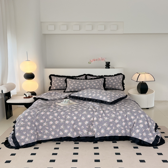 91家纺网 家纺一手货源 找家纺 同田家纺 2025新款A类水洗棉床盖夏被空调被四件套 繁花