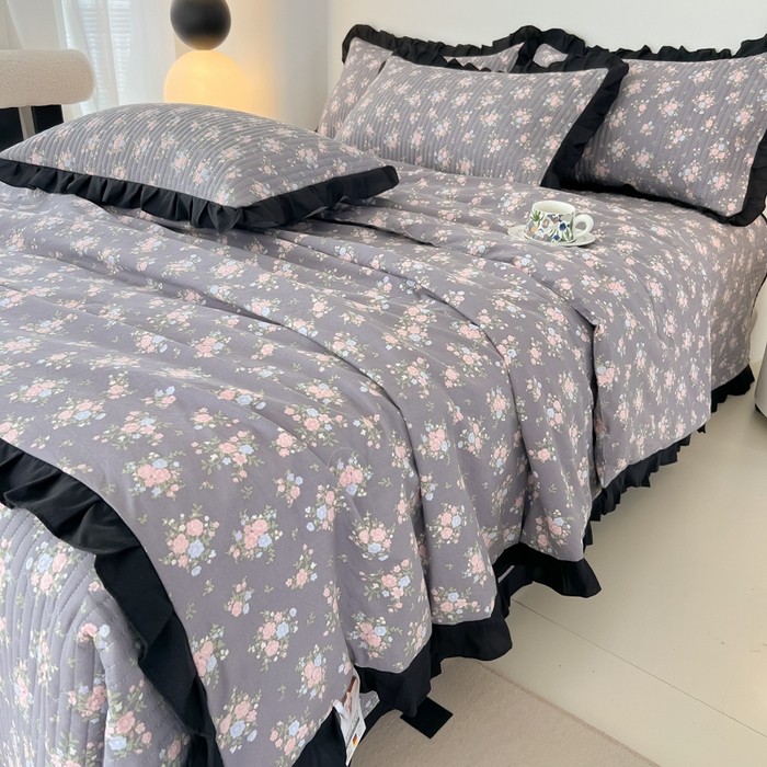 91家纺网 家纺一手货源 找家纺 同田家纺 2025新款A类水洗棉床盖夏被空调被四件套 繁花