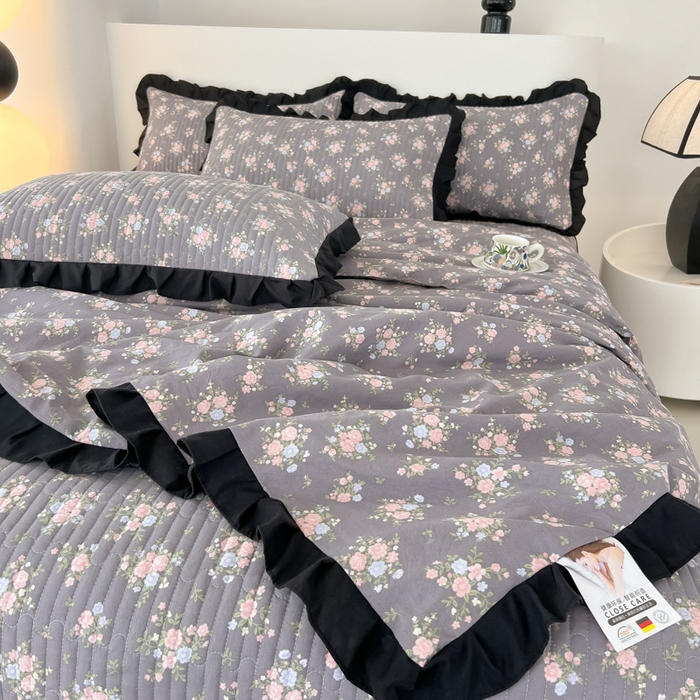 91家纺网 家纺一手货源 找家纺 同田家纺 2025新款A类水洗棉床盖夏被空调被四件套 繁花