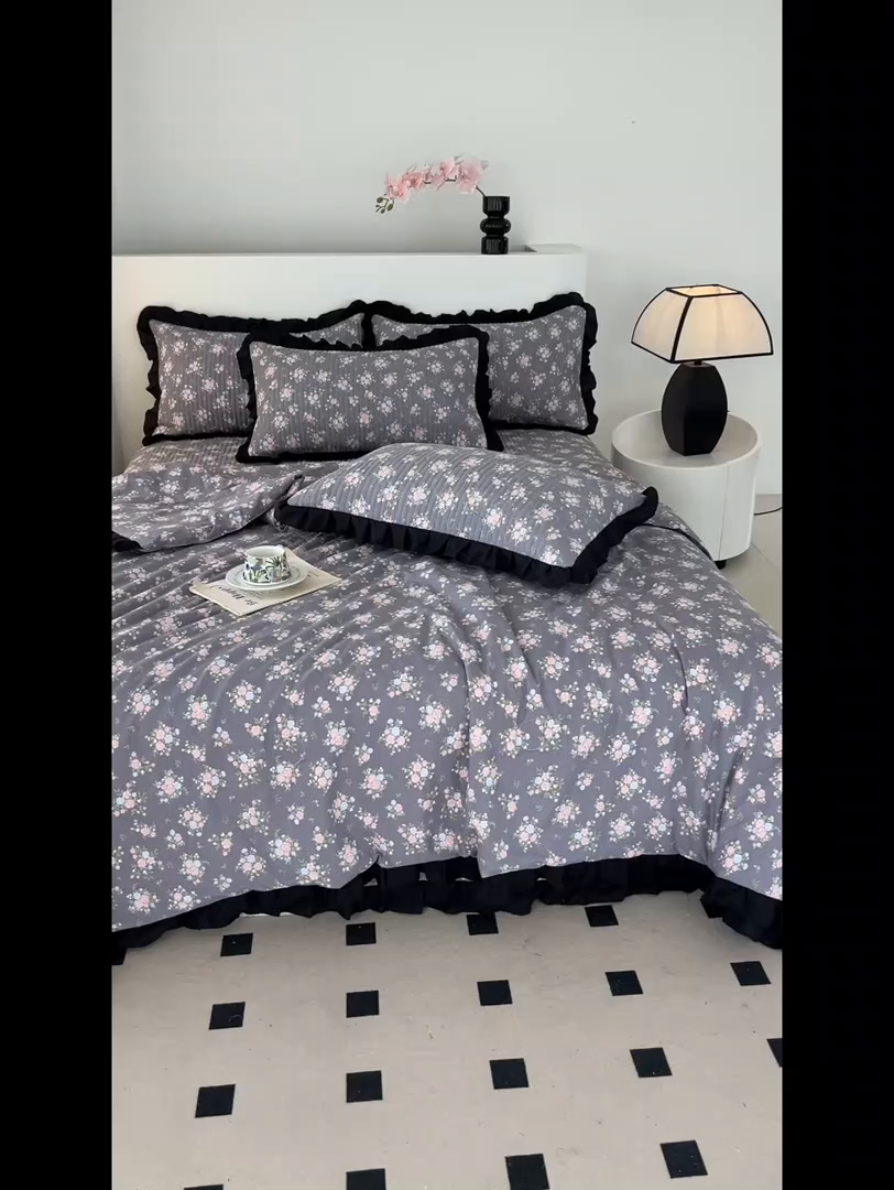 91家纺网 家纺一手货源 找家纺 同田家纺 2025新款A类水洗棉床盖夏被空调被四件套 繁花