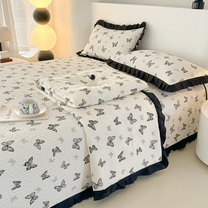 同田家纺 2025新款A类水洗棉床盖夏被空调被四件套 蝴蝶