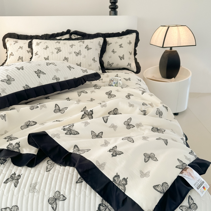 91家纺网 家纺一手货源 找家纺 同田家纺 2025新款A类水洗棉床盖夏被空调被四件套 蝴蝶