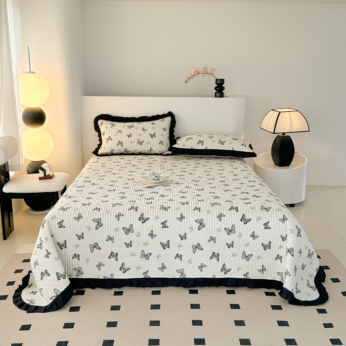 91家纺网 家纺一手货源 找家纺 同田家纺 2025新款A类水洗棉床盖夏被空调被四件套 蝴蝶