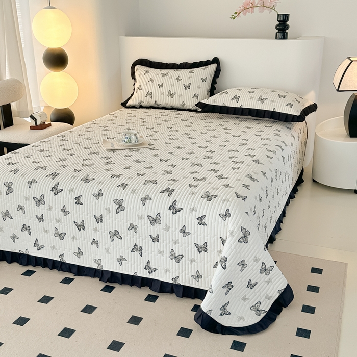 91家纺网 家纺一手货源 找家纺 同田家纺 2025新款A类水洗棉床盖夏被空调被四件套 蝴蝶