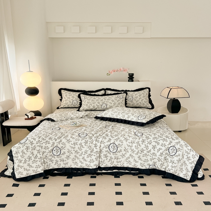 91家纺网 家纺一手货源 找家纺 同田家纺 2025新款A类水洗棉床盖夏被空调被四件套 花香