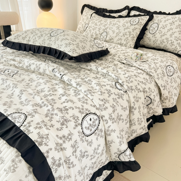 91家纺网 家纺一手货源 找家纺 同田家纺 2025新款A类水洗棉床盖夏被空调被四件套 花香