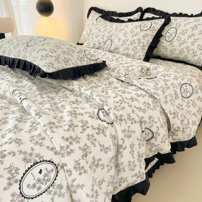 91家纺网 家纺一手货源 找家纺 同田家纺 2025新款A类水洗棉床盖夏被空调被四件套 花香