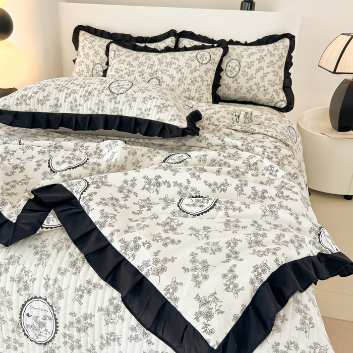 91家纺网 家纺一手货源 找家纺 同田家纺 2025新款A类水洗棉床盖夏被空调被四件套 花香