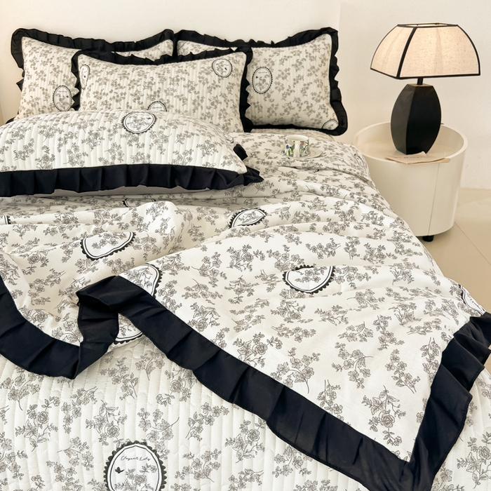 91家纺网 家纺一手货源 找家纺 同田家纺 2025新款A类水洗棉床盖夏被空调被四件套 花香