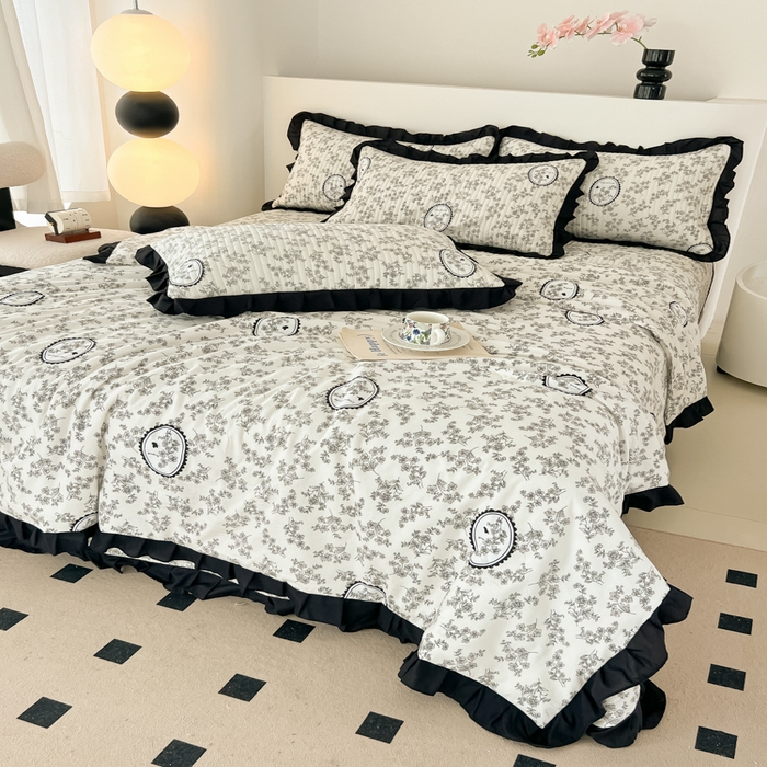 91家纺网 家纺一手货源 找家纺 同田家纺 2025新款A类水洗棉床盖夏被空调被四件套 花香