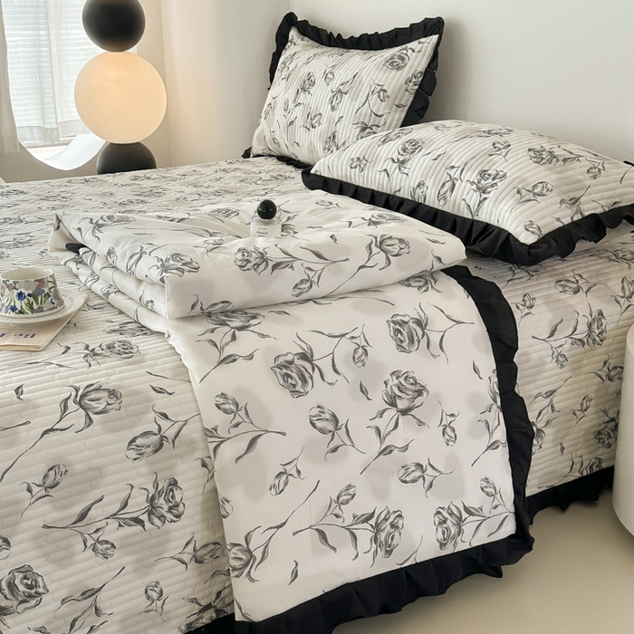 同田家纺 2025新款A类水洗棉床盖夏被空调被四件套 玫瑰