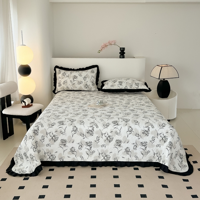 91家纺网 家纺一手货源 找家纺 同田家纺 2025新款A类水洗棉床盖夏被空调被四件套 玫瑰